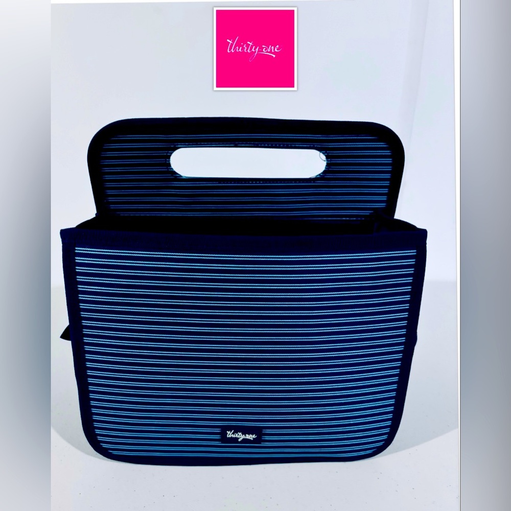 Thirty One Double Duty Caddy Navy and Light Blue Stripe Good Condition